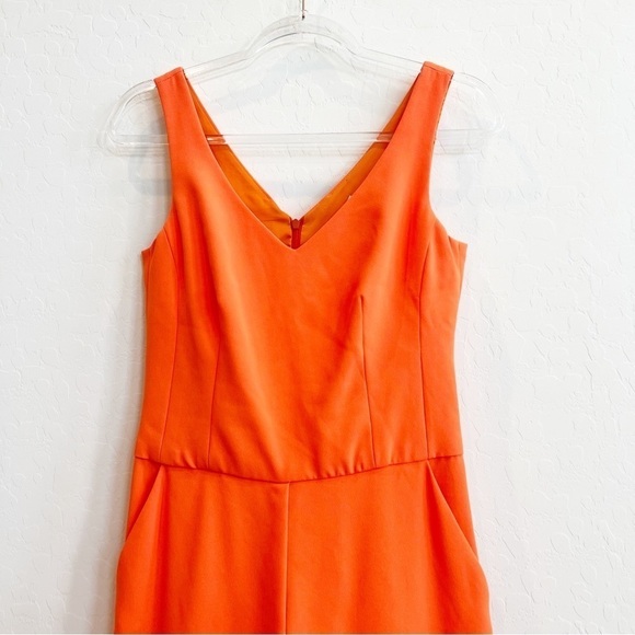 Trina Turk Women’s Crepe Jumpsuit Wide Leg Crop Orange Sleeveless V-Neck 0 - Picture 3 of 8